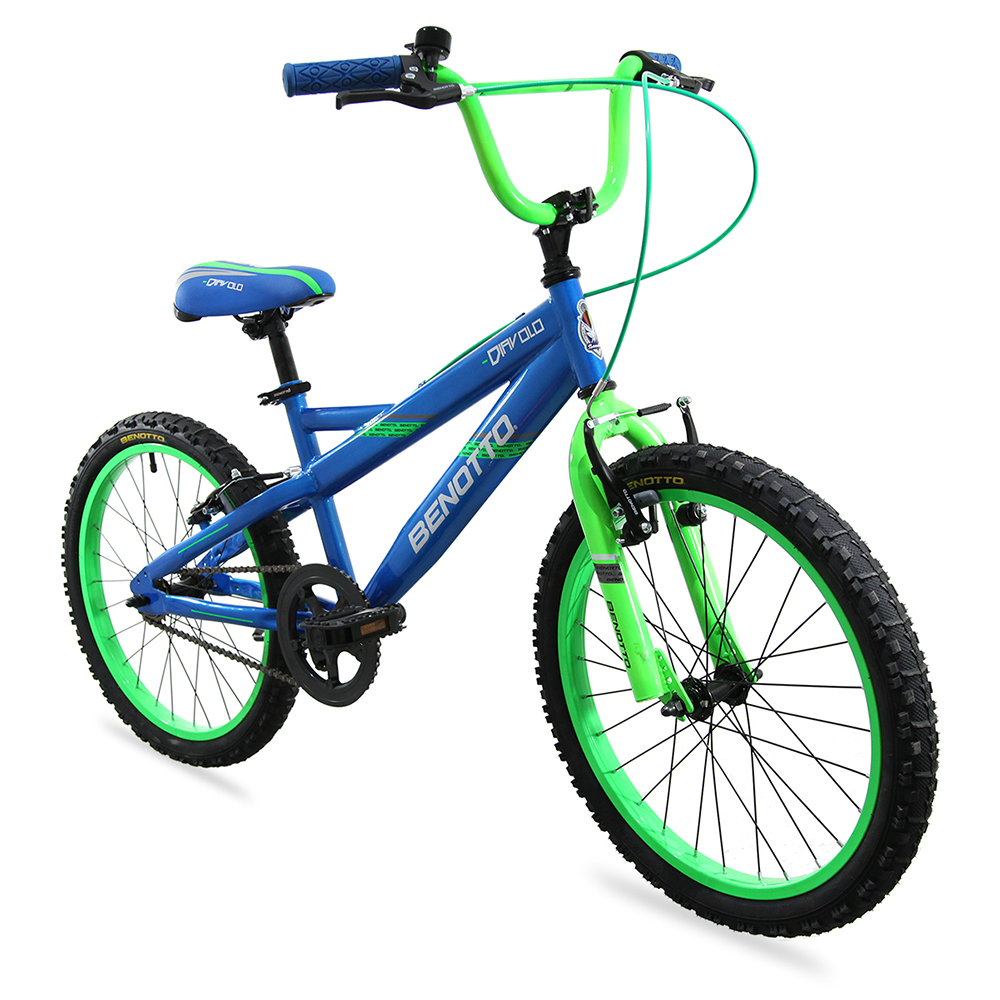 Bicicleta BENOTTO Cross DIAVOLO R20 Acero 1V. Azul/Verde Neon Niño
