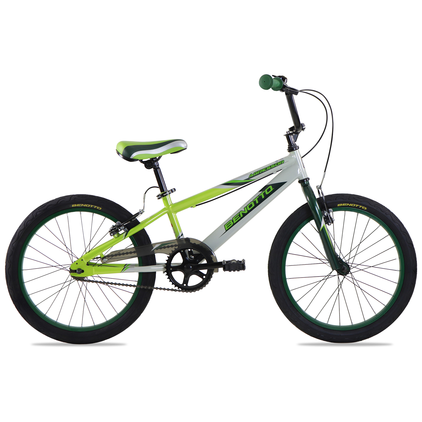 Bicicleta BENOTTO BMX AGRESSOR R20 Acero 1V. Negro/Gris/Amarillo Neon Niño