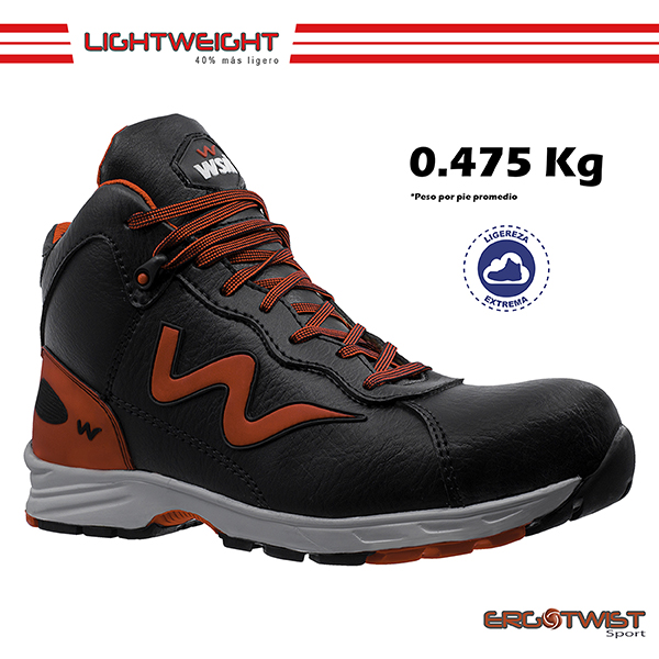 Zapato de Seguridad WSM tipo tenis, Ergonómico y muy ligero. Con casquillo de Policarbonato. Bota de trabajo multifuncional. Es un calzado Industrial dieléctrico y antiderrapante. Est Potenza