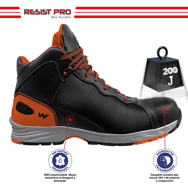 Zapato de Seguridad WSM tipo tenis, Ergonómico y muy ligero. Con casquillo de Policarbonato. Bota de trabajo multifuncional. Es un calzado Industrial dieléctrico y antiderrapante. Est Potenza