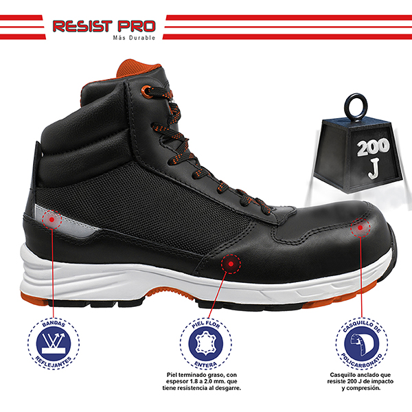Zapato de Seguridad WSM tipo tenis, Ergonómico y muy ligero. Con casquillo de Policarbonato. Bota de trabajo multifuncional. Es un calzado Industrial dieléctrico y antiderrapante. Est Torino Tex
