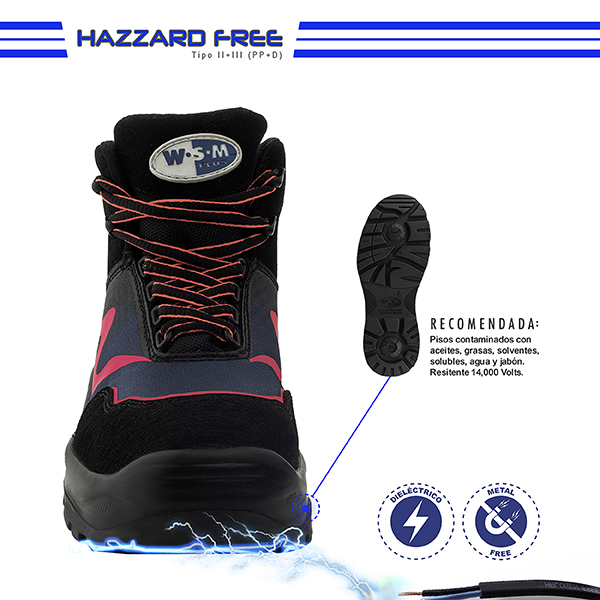 Zapato de Seguridad WSM para Dama, Ergonómico y muy ligero tipo tenis. Con casquillo de Policarbonato. Bota Industrial. 2959-WT