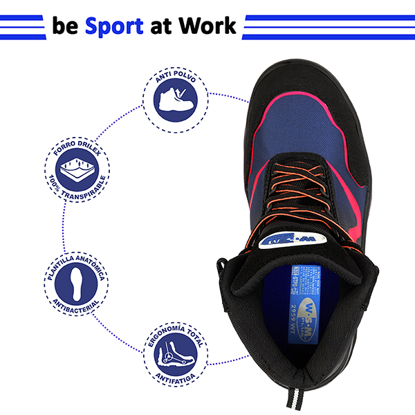 Zapato de Seguridad WSM para Dama, Ergonómico y muy ligero tipo tenis. Con casquillo de Policarbonato. Bota Industrial. 2959-WT