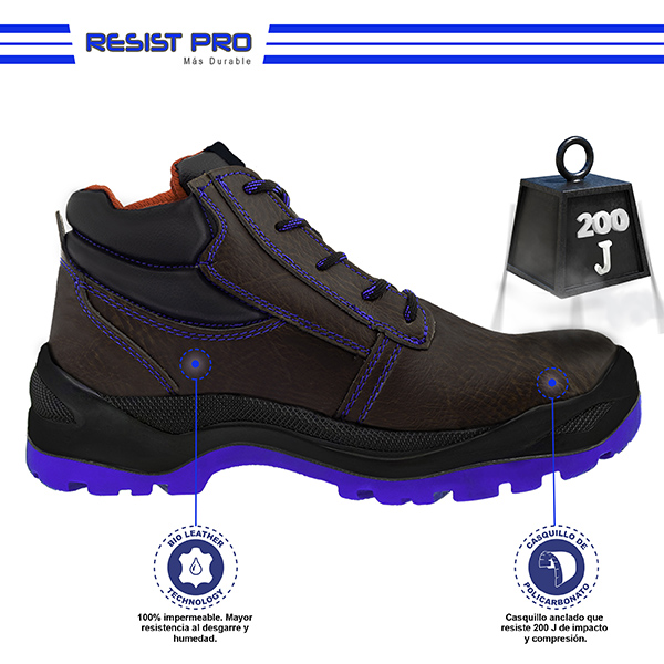 Zapato de Seguridad WSM, Ergonómico y muy ligero. Con casquillo de Policarbonato. Bota Industrial y multifuncional. 2958-MT. Café