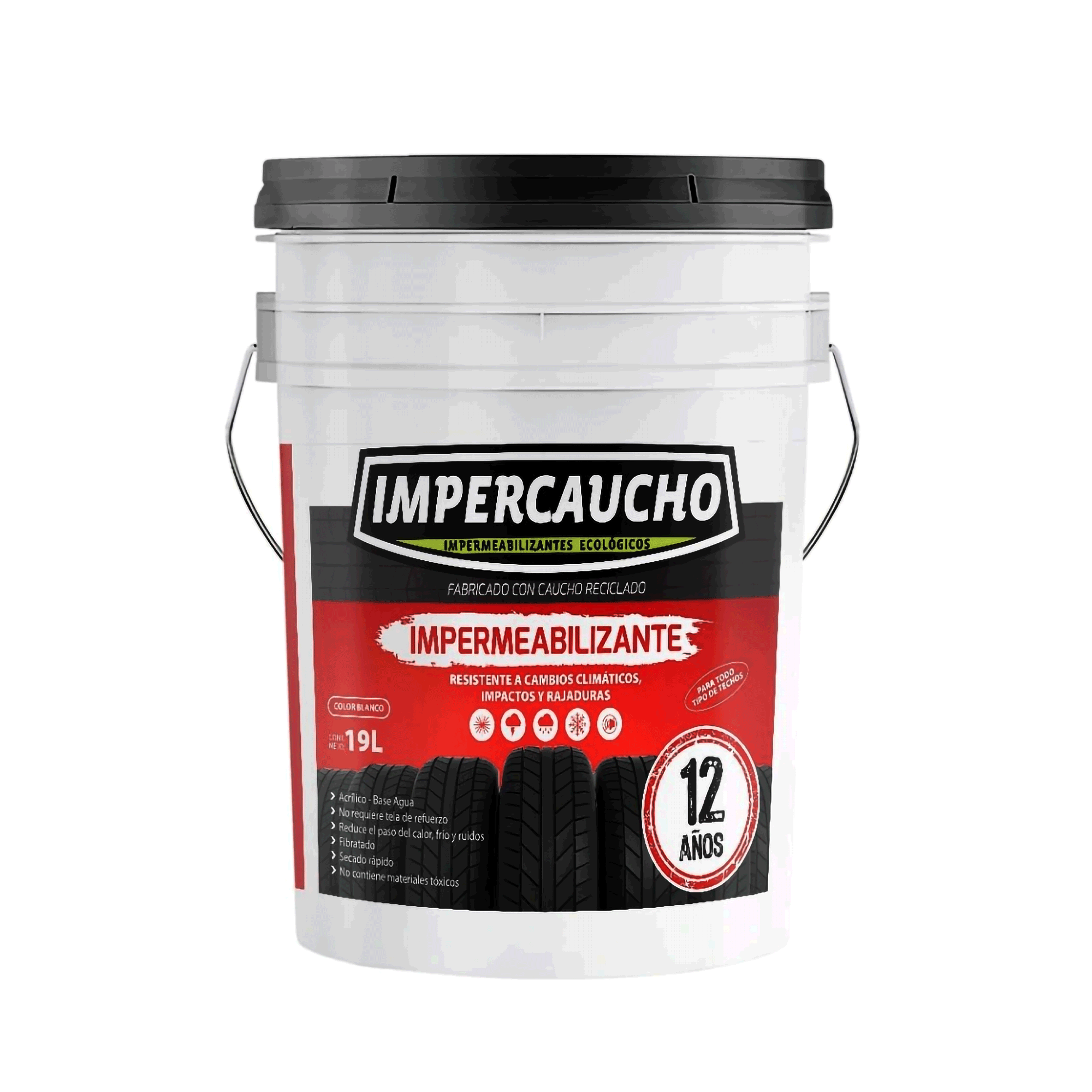 Impermeabilizante Impercaucho 12 Años Cubeta 19 Lts