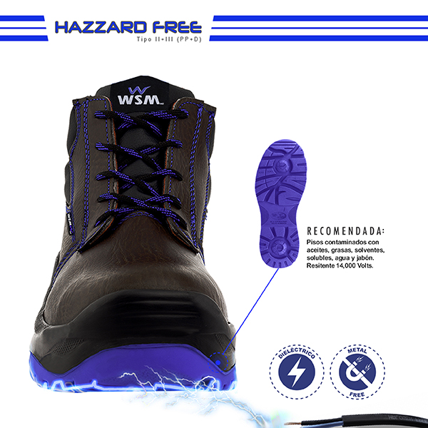 Zapato de Seguridad WSM, Ergonómico y muy ligero. Con casquillo de Policarbonato. Bota Industrial y multifuncional. 2958-MT. Café