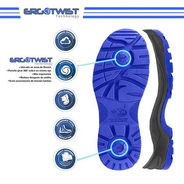 Zapato de Seguridad WSM, Ergonómico y muy ligero. Con casquillo de Policarbonato. Bota Industrial y multifuncional. 2958-MT. Café