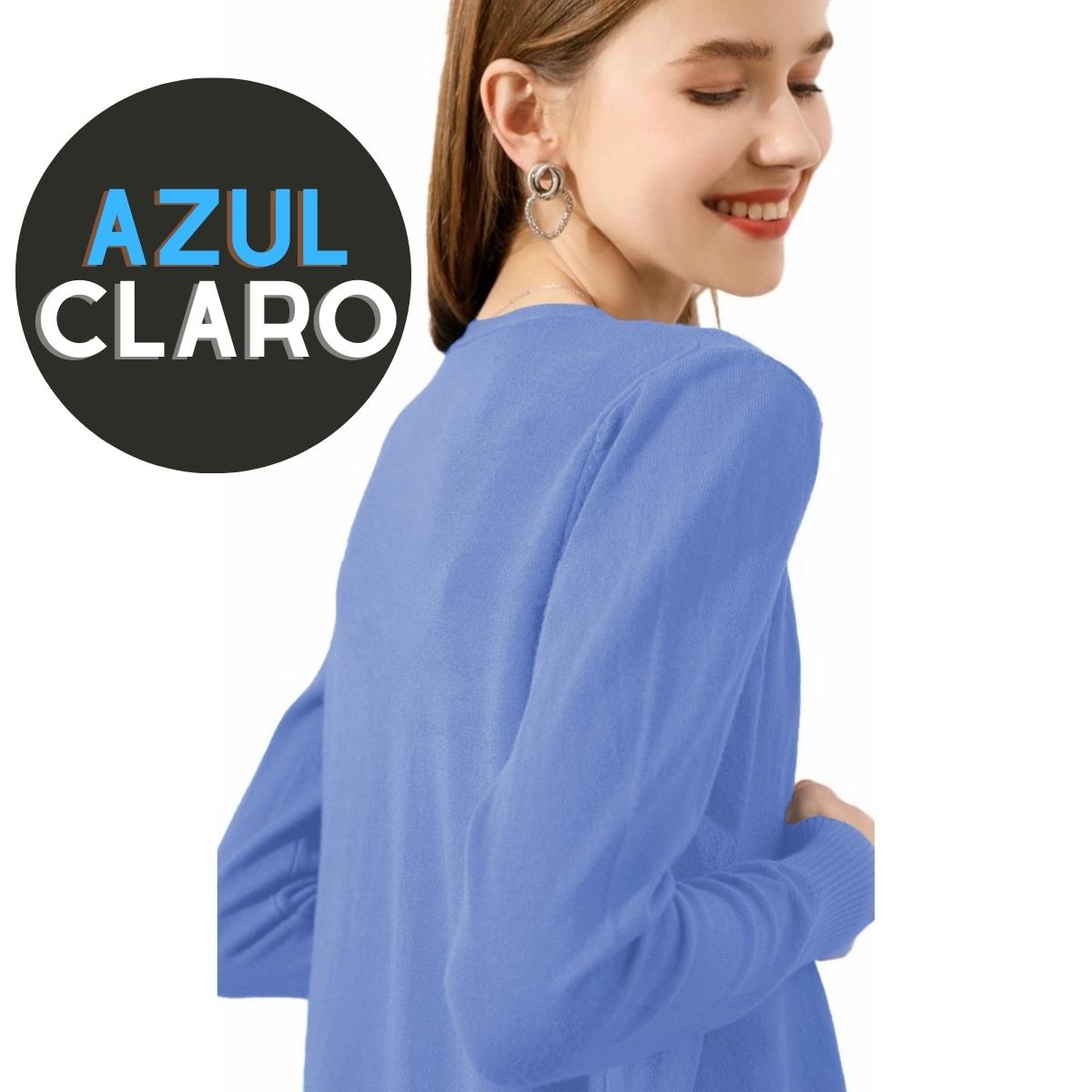 Suéter Mujer Moda Sweater Dama Abierto Botones Abrigo Ligero Tonos Azules