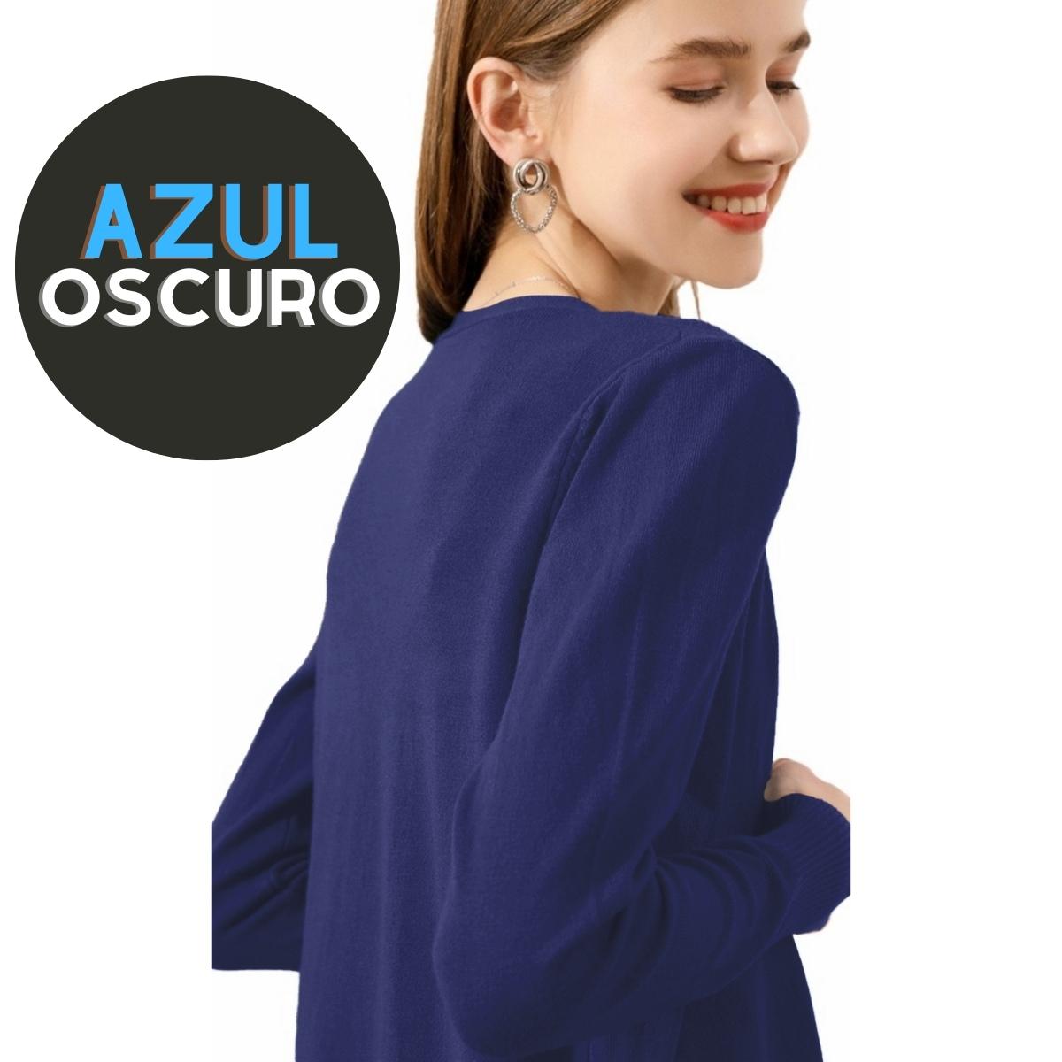 Suéter Mujer Moda Sweater Dama Abierto Botones Abrigo Ligero Tonos Azules