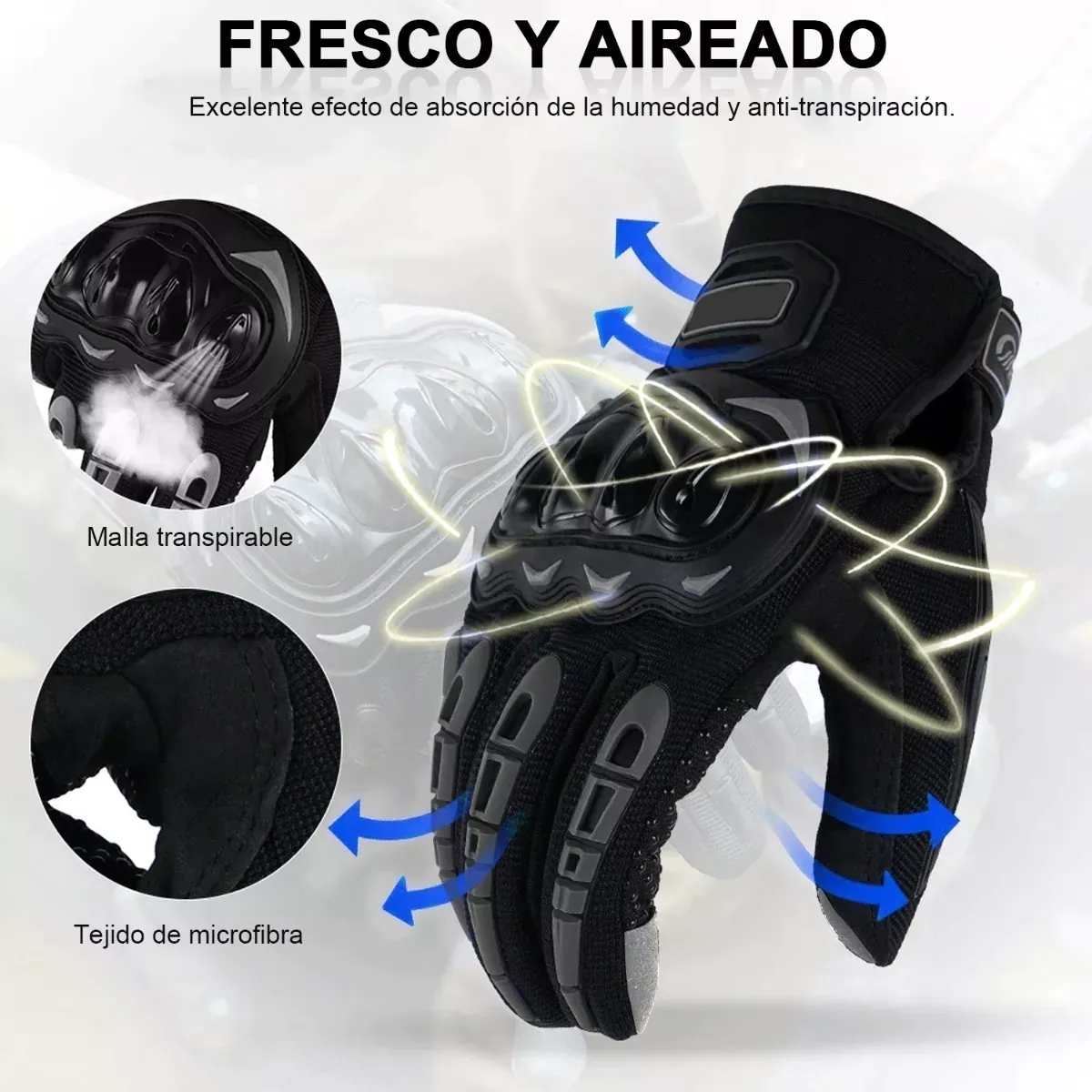 Guantes Proteccion Pantalla Táctil De Dedo Para Motocicleta Negro XXL