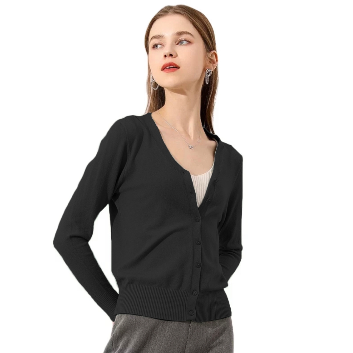 Suéter Mujer Moda Sweater Dama Abierto Botones Abrigo Ligero 