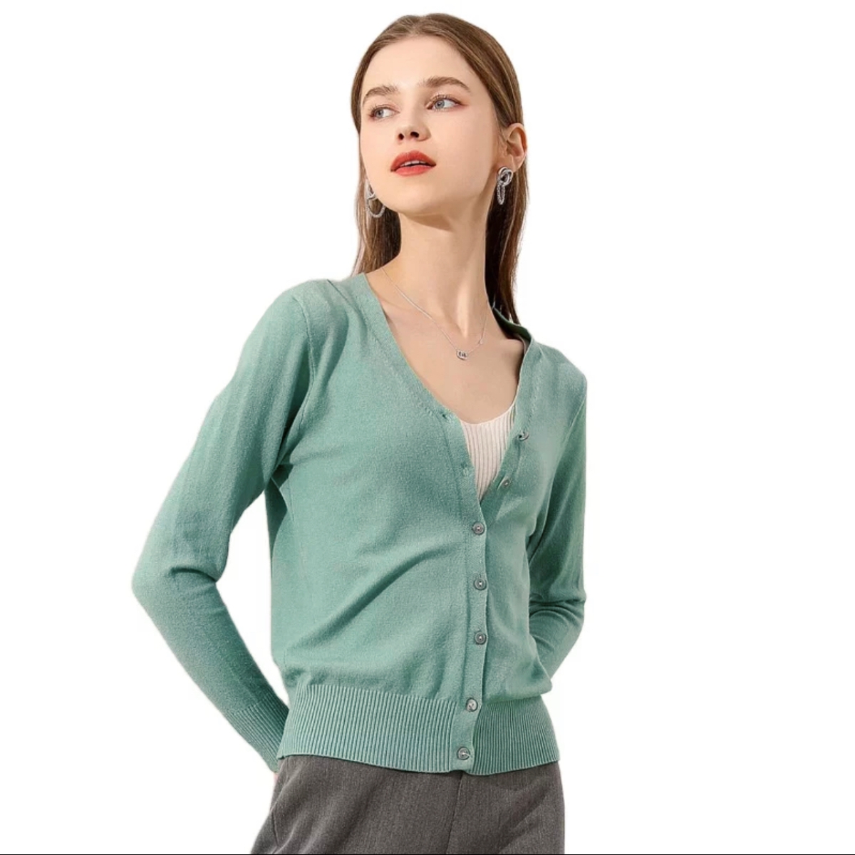 Suéter Mujer Moda Sweater Dama Abierto Botones Abrigo Ligero En Colores