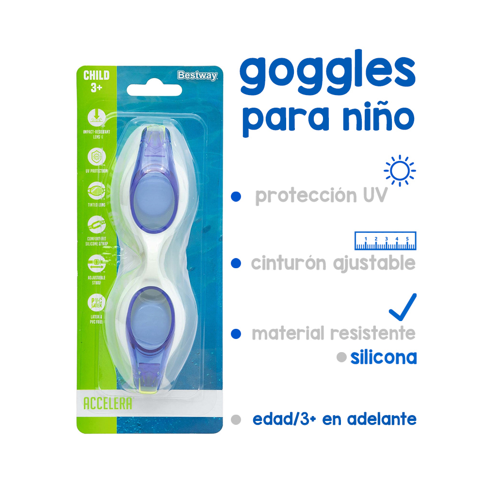 Goggles Para Niño Natación Ajustables 3 Años Mayoreo 3 Pz
