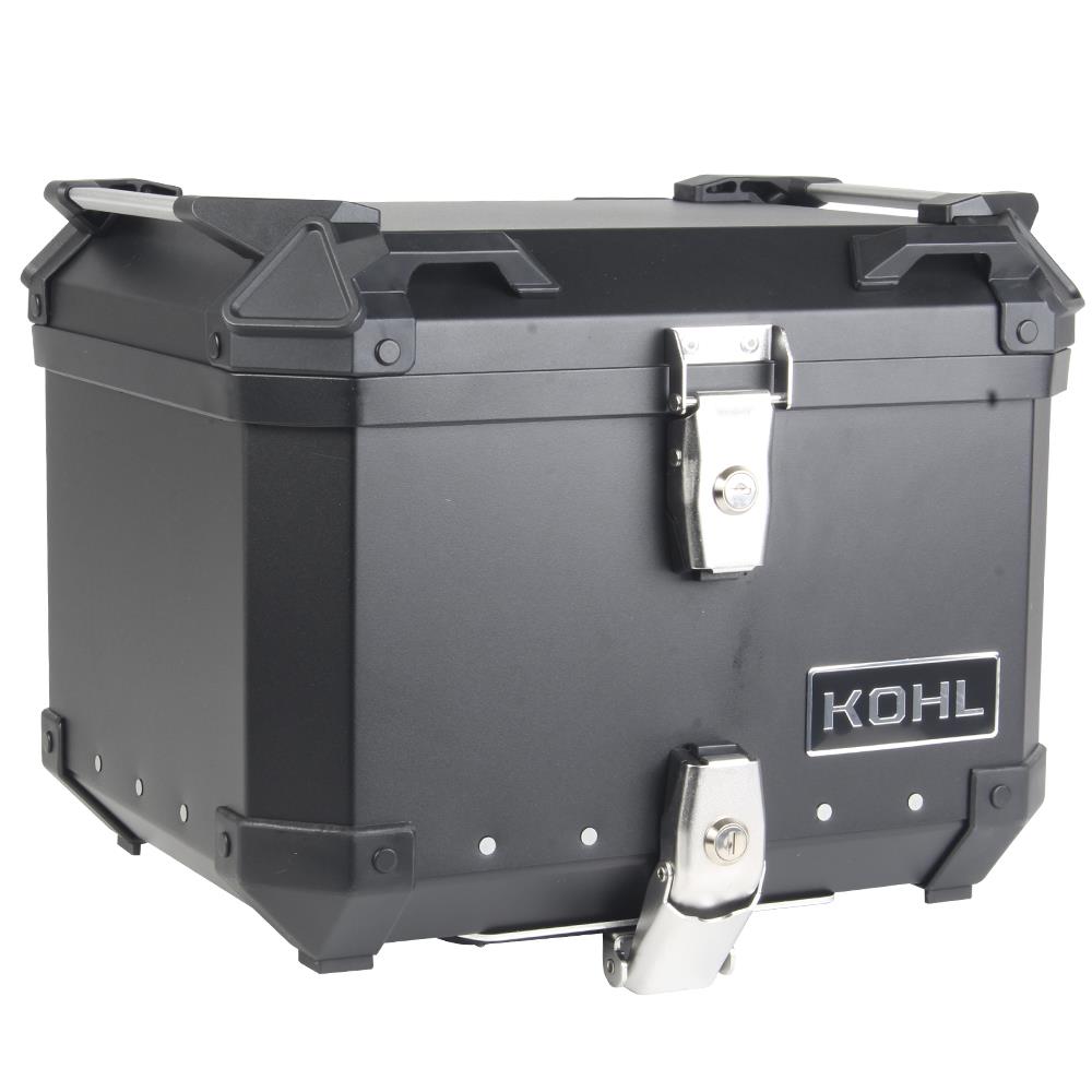 TOP CASE KOHL NEGRO 40 LTS DE  ALUMINIO UNIVERSAL CON PLATO DE MONTAJE UNIVERSAL
