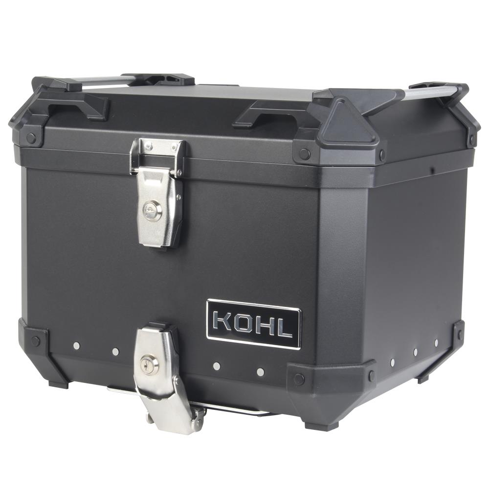 TOP CASE KOHL NEGRO 40 LTS DE  ALUMINIO UNIVERSAL CON PLATO DE MONTAJE UNIVERSAL