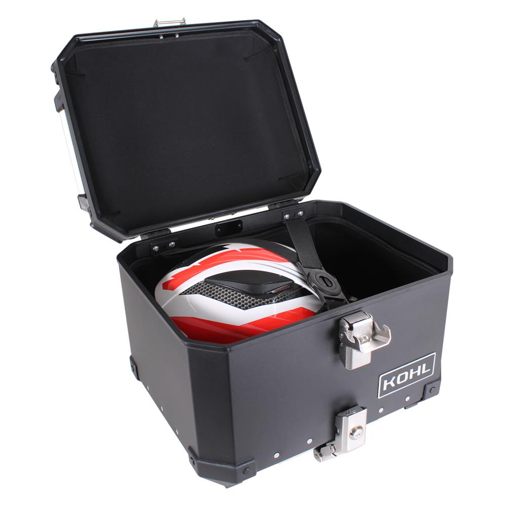 TOP CASE KOHL NEGRO 40 LTS DE  ALUMINIO UNIVERSAL CON PLATO DE MONTAJE UNIVERSAL