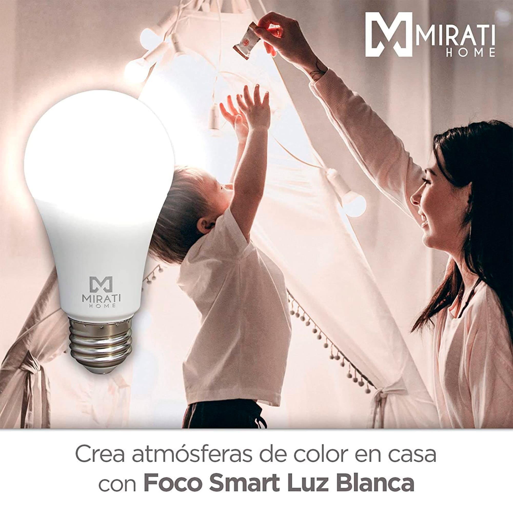 5 Pack - Foco Smart LED de 10 W, Mirati Home MFW1, Luz Blanca, compatible con Alexa y Google Assistant