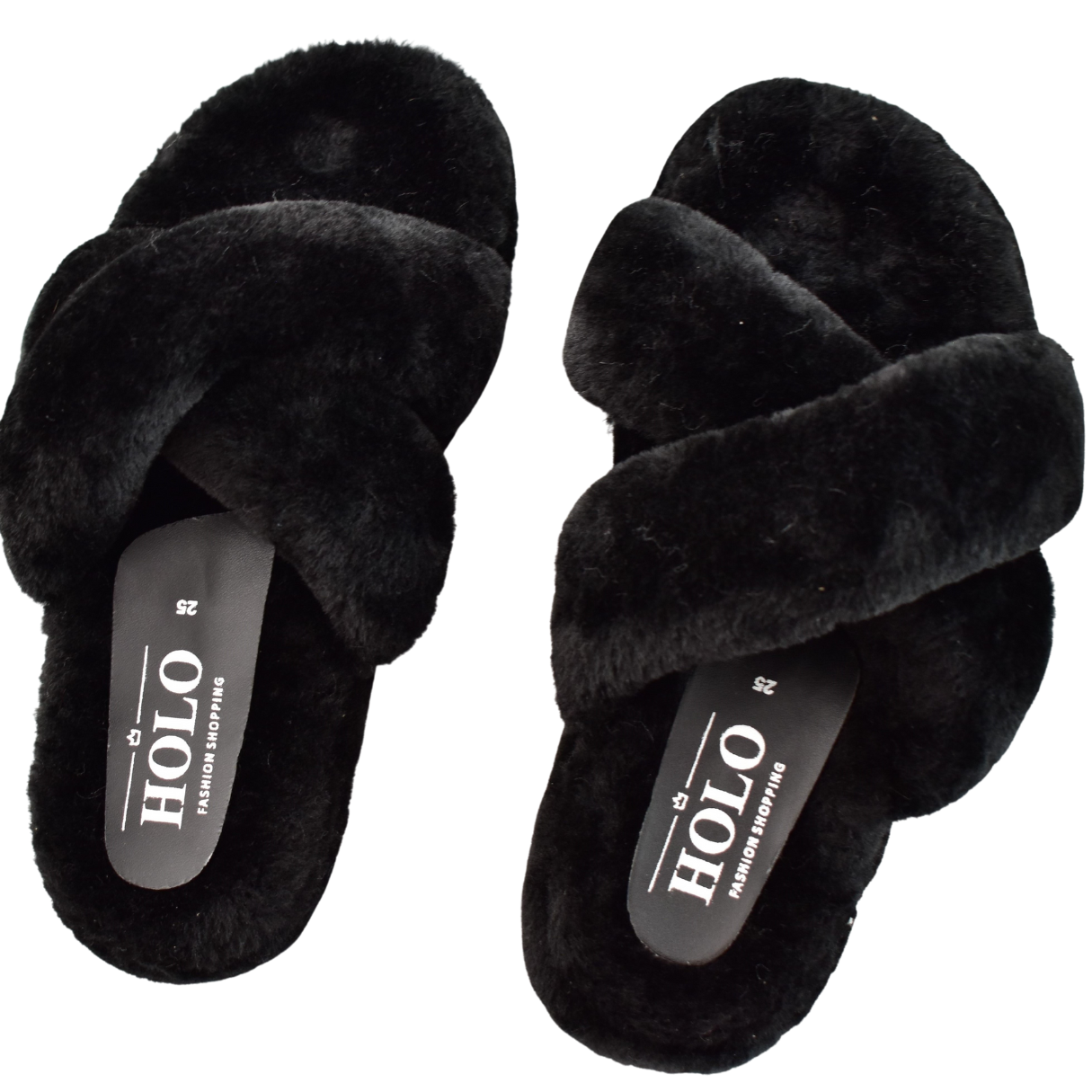 Pantuflas negras estilo mule cruzado con plataforma mullidas esponjosas modelo Helsinki