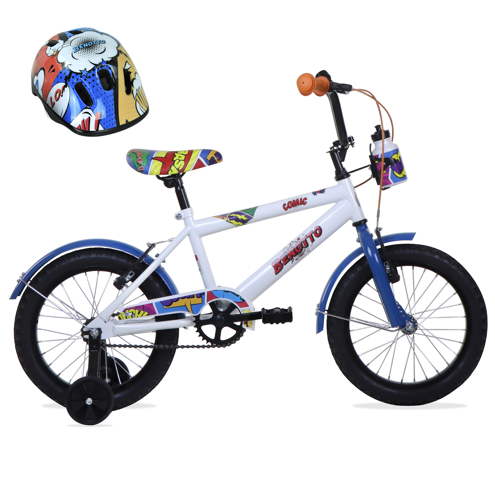 Bicicleta BENOTTO Infantil COMIC R16 Acero 1V. Blanco/Azul Niño