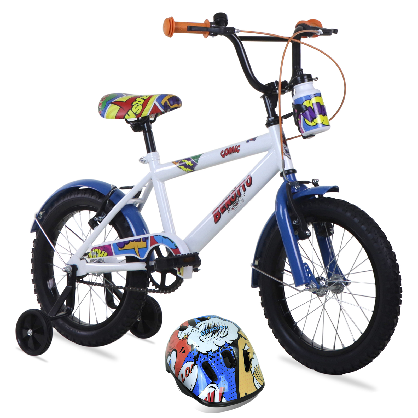 Bicicleta BENOTTO Infantil COMIC R16 Acero 1V. Blanco/Azul Niño