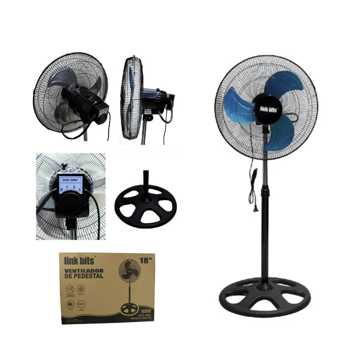 Ventilador de Piso con 3 velocidades Link Bits AIR80W02A
