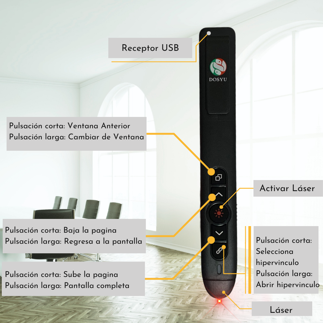 Apuntador Laser Presentador Inalámbrico DOSYU USB 100m