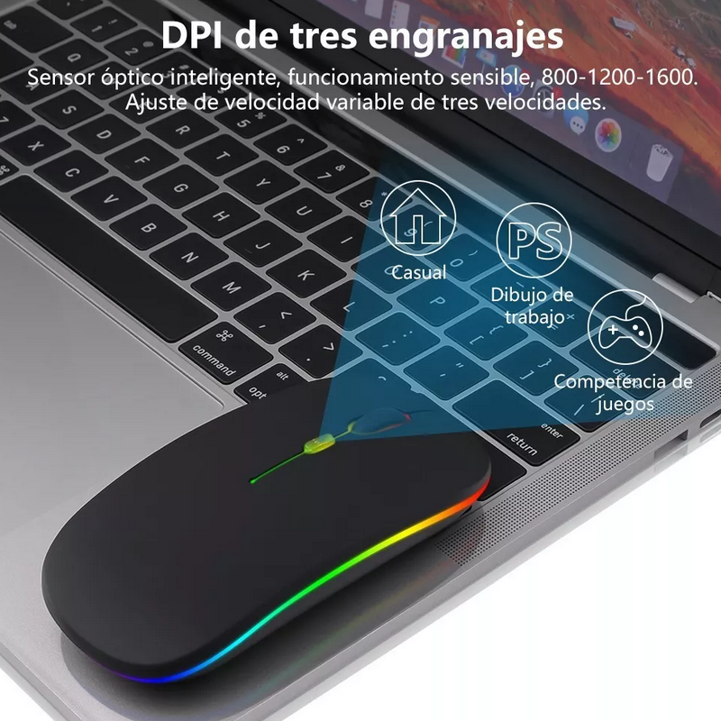 Ratón Inalámbrico 2.4g Bluetooth Recargable Portátil Mouse