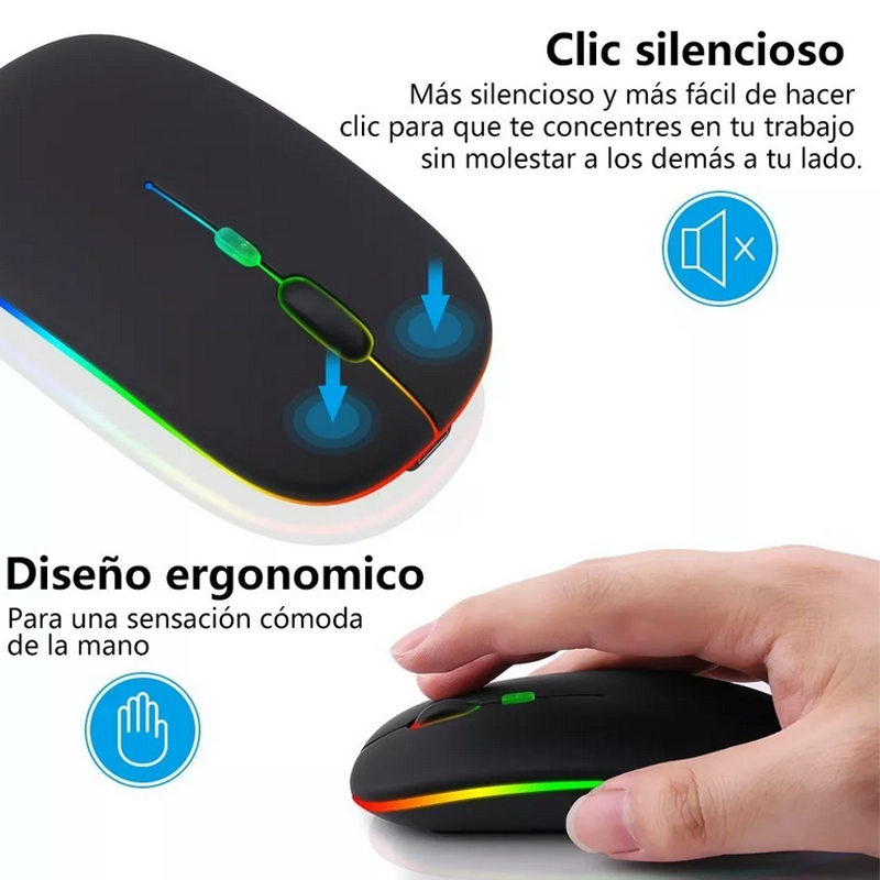 Ratón Inalámbrico 2.4g Bluetooth Recargable Portátil Mouse