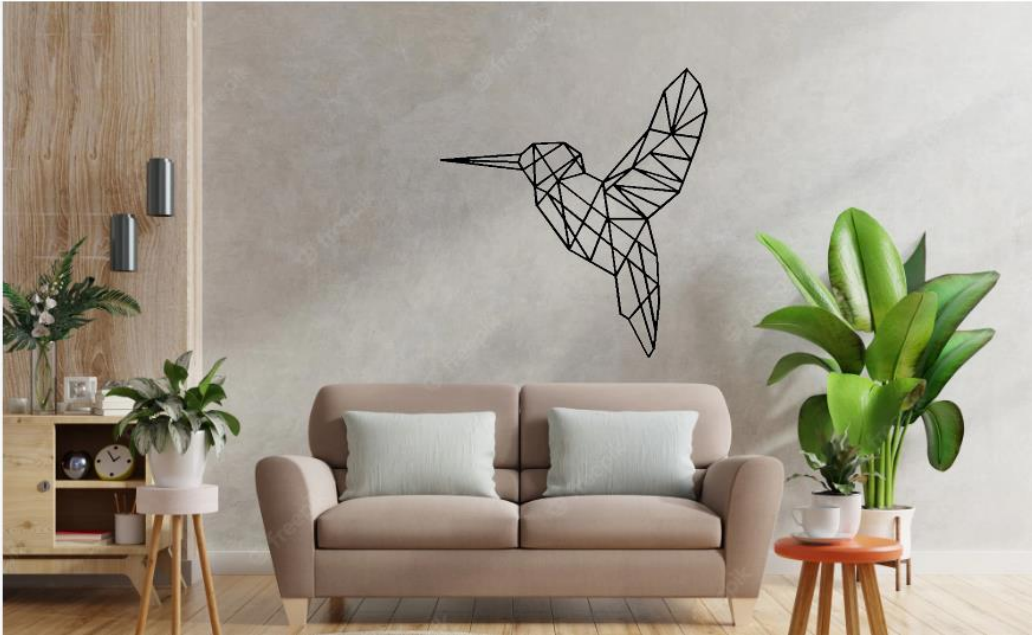 Decoración para Interiores Colibrí Geometrico.