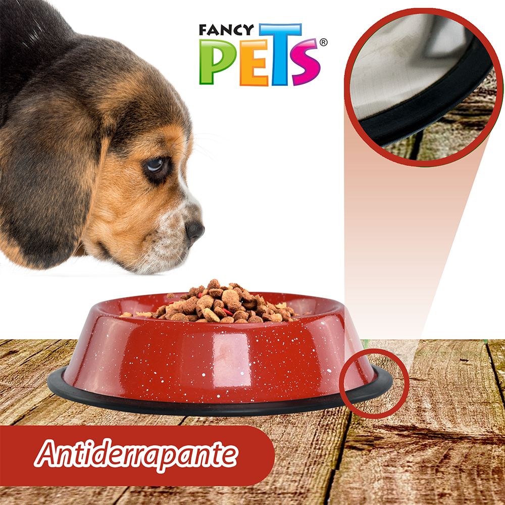 Fancy Pets Plato de Acero Jaspeado para Perro de 32 Onzas y/o 907 Gramos