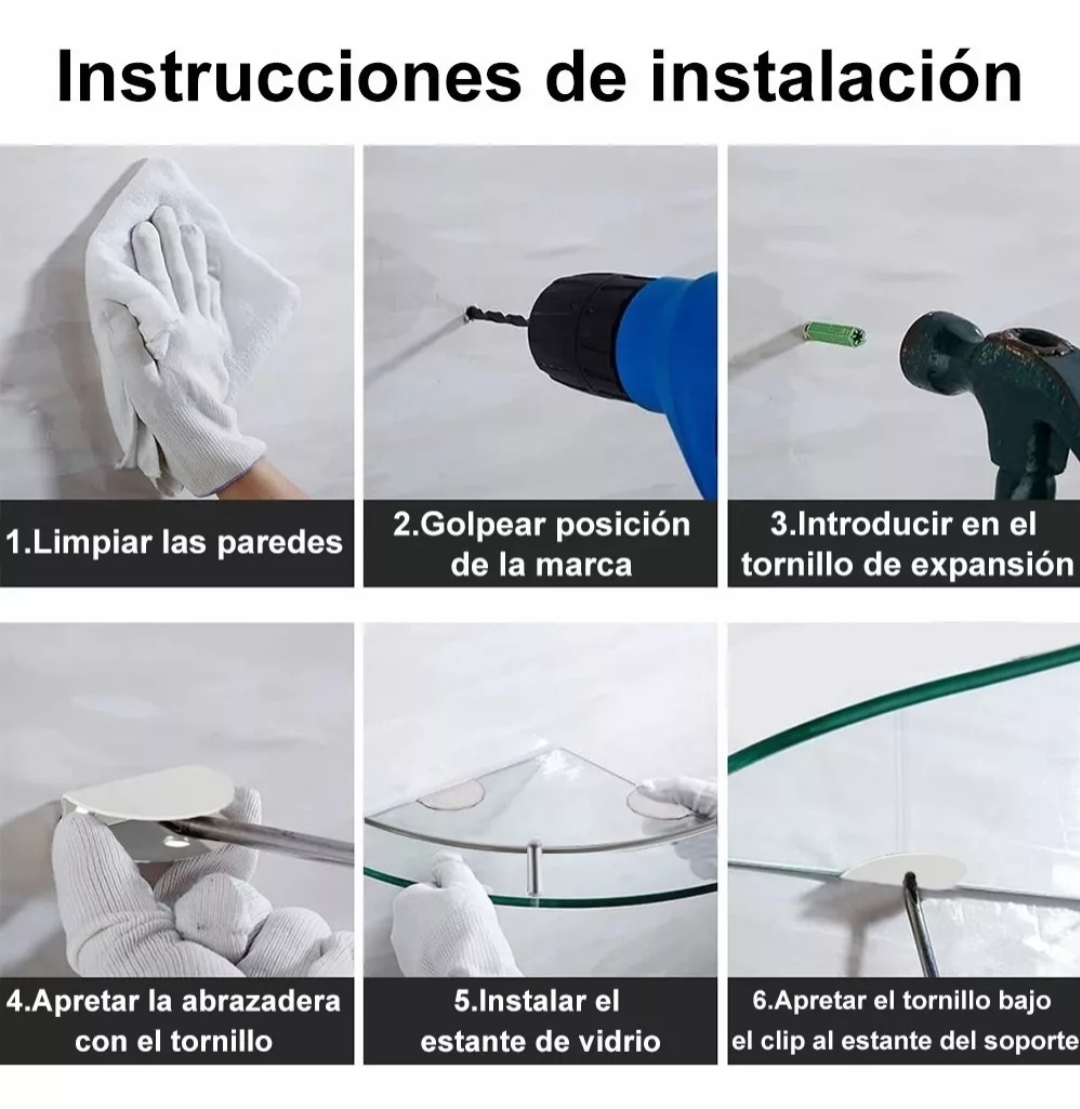 Ducha Organizador Repisas Esquineras De Vidrio Estante 4 Uds.