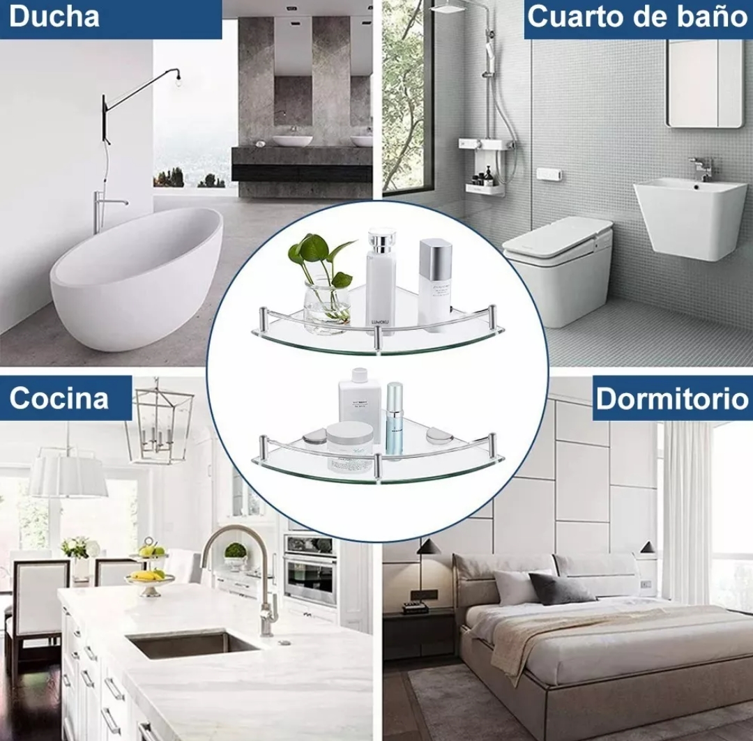 Ducha Organizador Repisas Esquineras De Vidrio Estante 4 Uds.