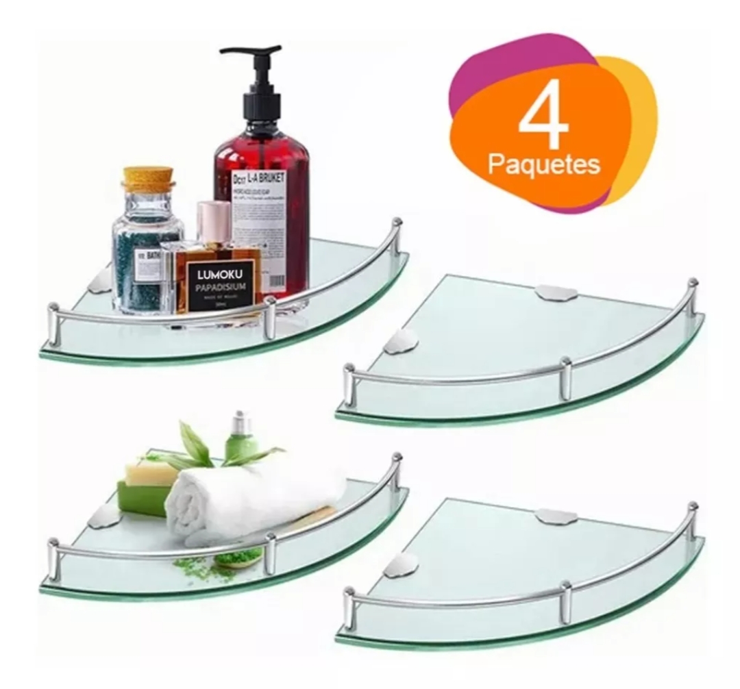 Ducha Organizador Repisas Esquineras De Vidrio Estante 4 Uds.