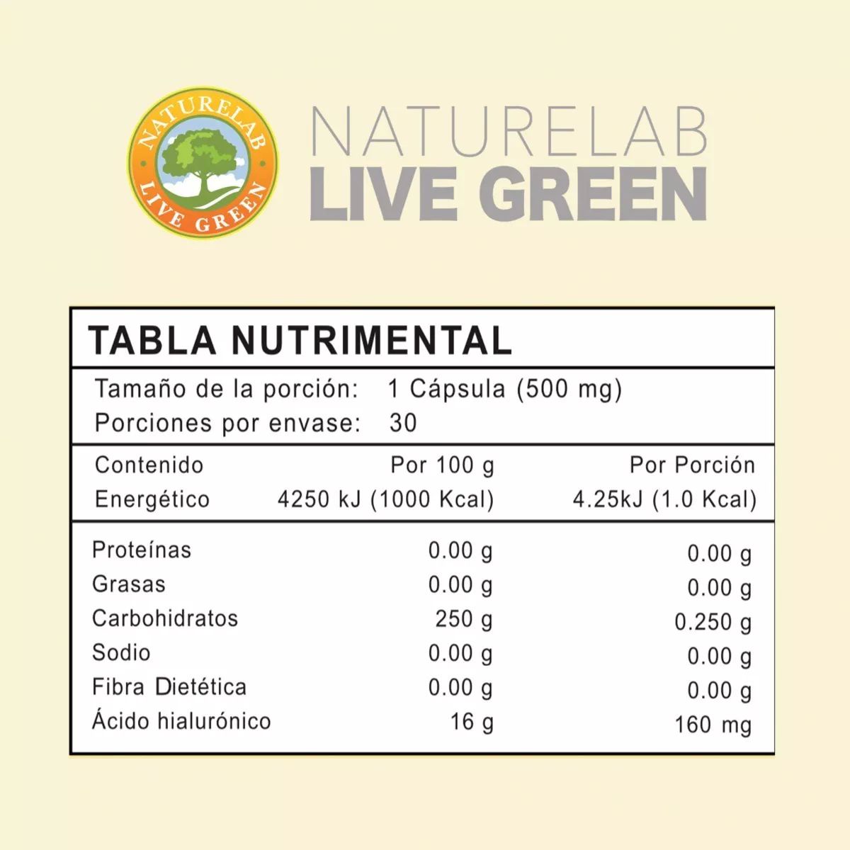 Acido Hialurónico - Corrige Arrugas - 30 Cápsulas- Naturelab Sin Sabor
