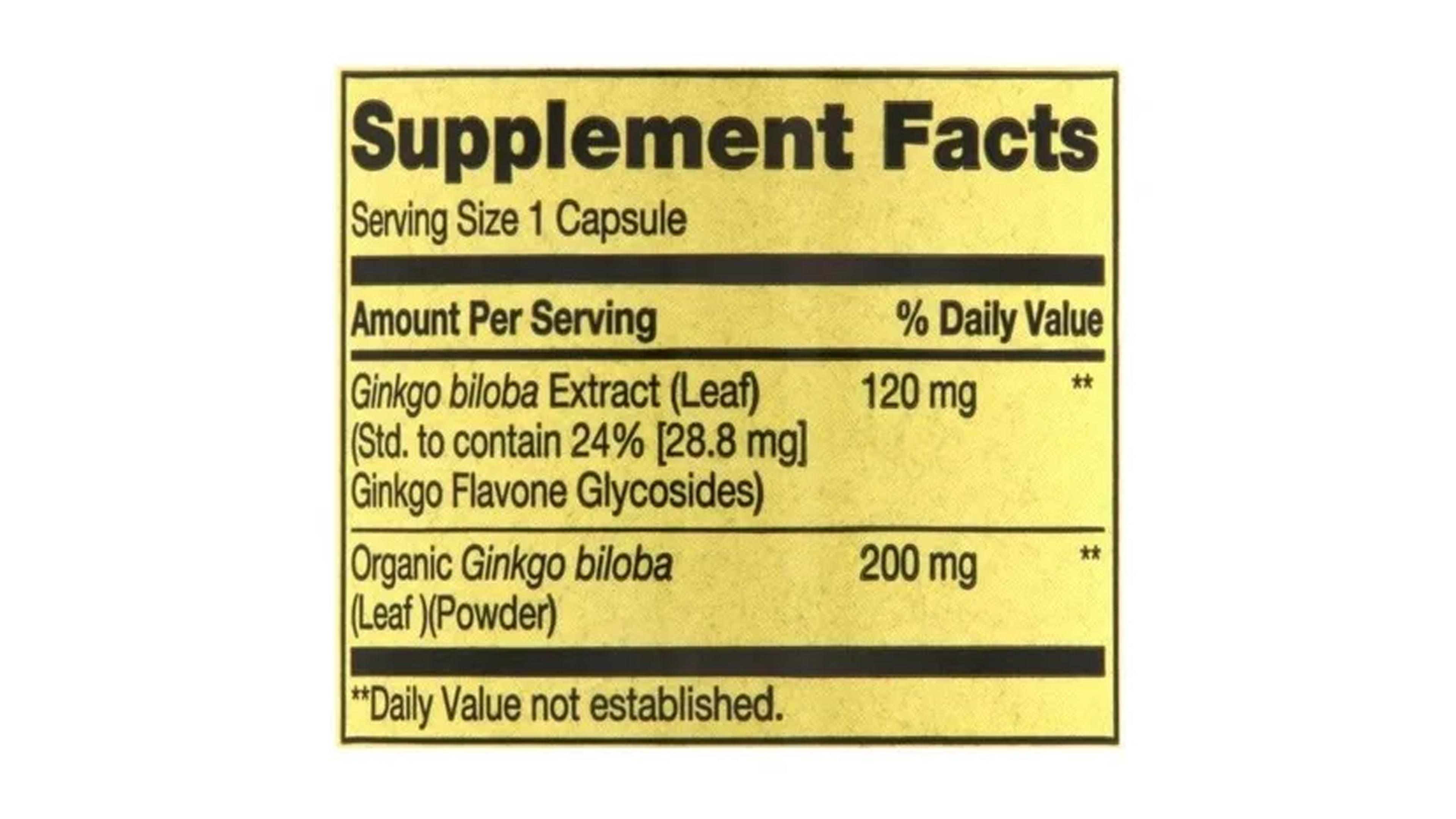 Ginkgo Biloba 120 Mg 90 Caps Ayuda Memoria Reduce Fatiga Spring Valley 