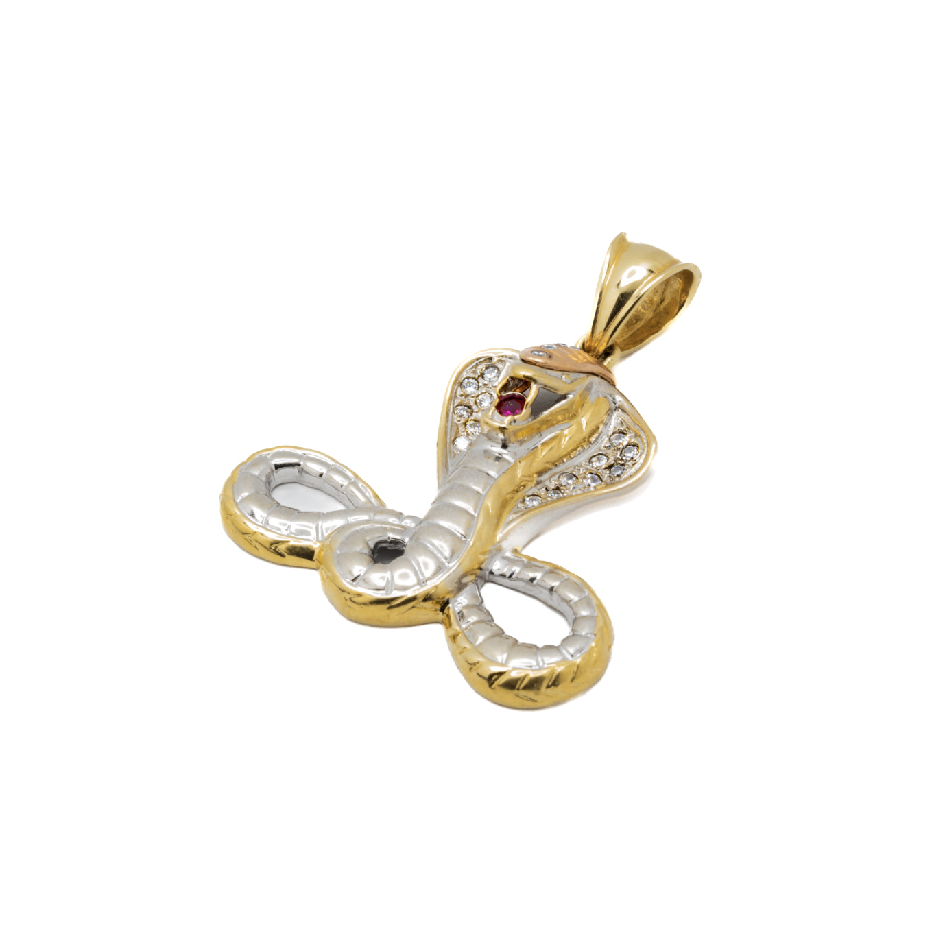 Dije Cobra 3 Oros con Circonias Oro 14 Kilates.