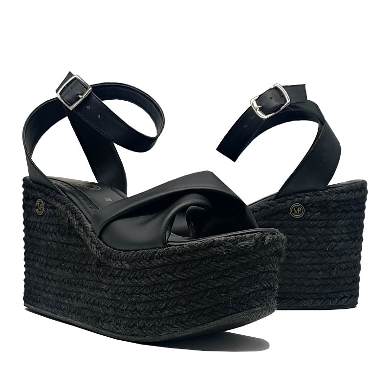 Alpargata EVAG Venezuela Negro Total Mujer Moda Primavera Verano Calor Fiesta Plataforma Gama Alta