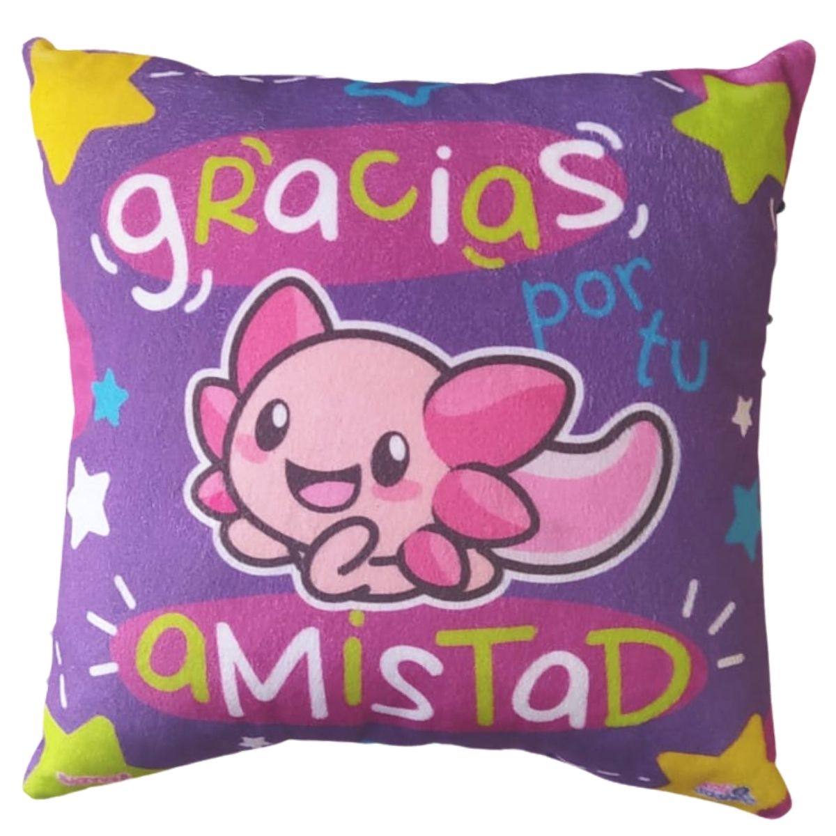 Cojín Decorativo Ajolote Gracias Por Tu Amistad 36cm Axolotl Regalo Sirenas