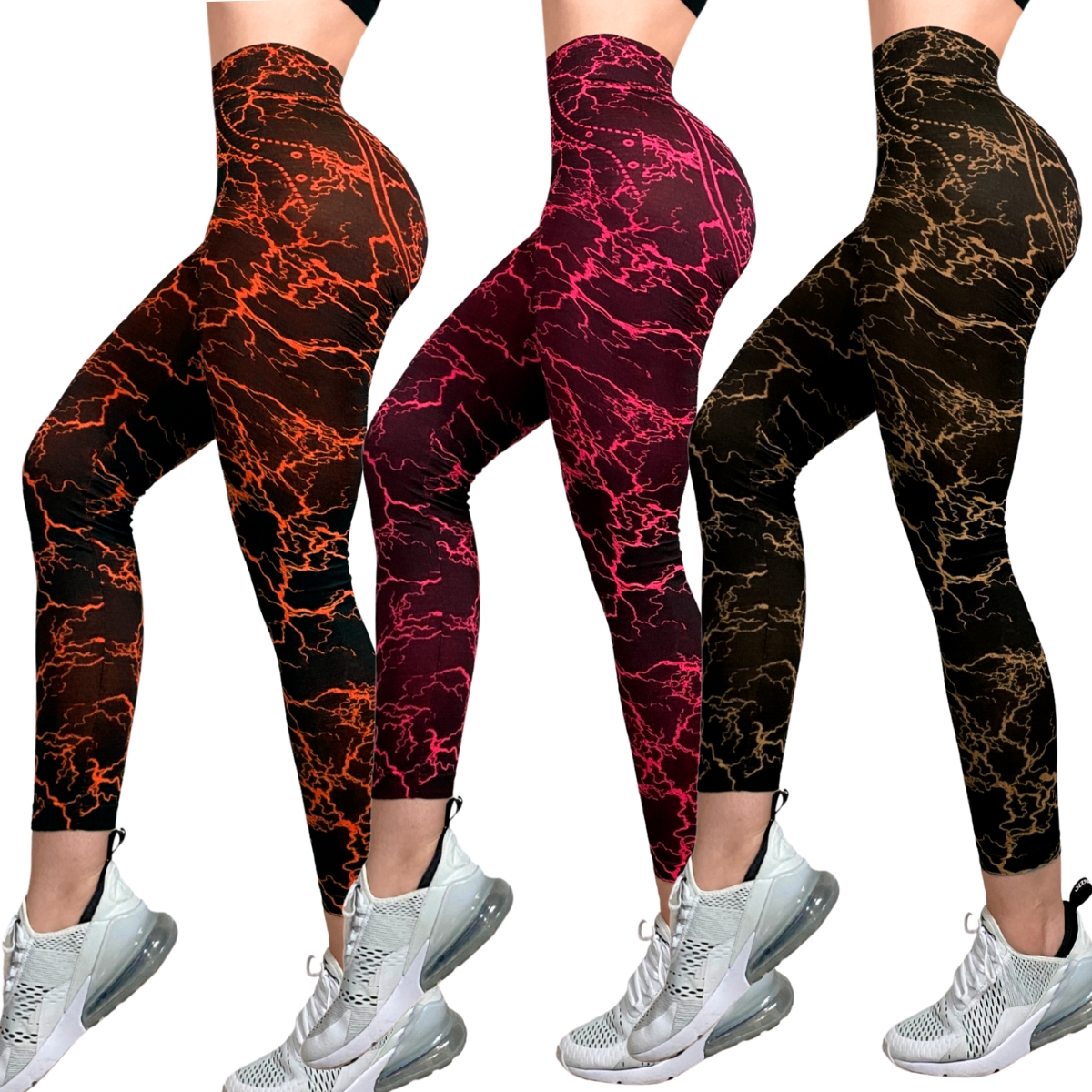 Pack 3 Mallones Lycra Leggins Mujer Casual Mayon Malla Alto