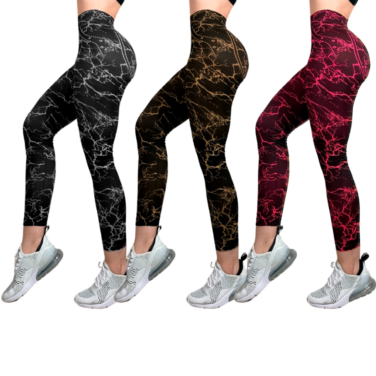 Pack 3 Mallones Lycra Leggins Mujer Casual Mayon Malla Alto