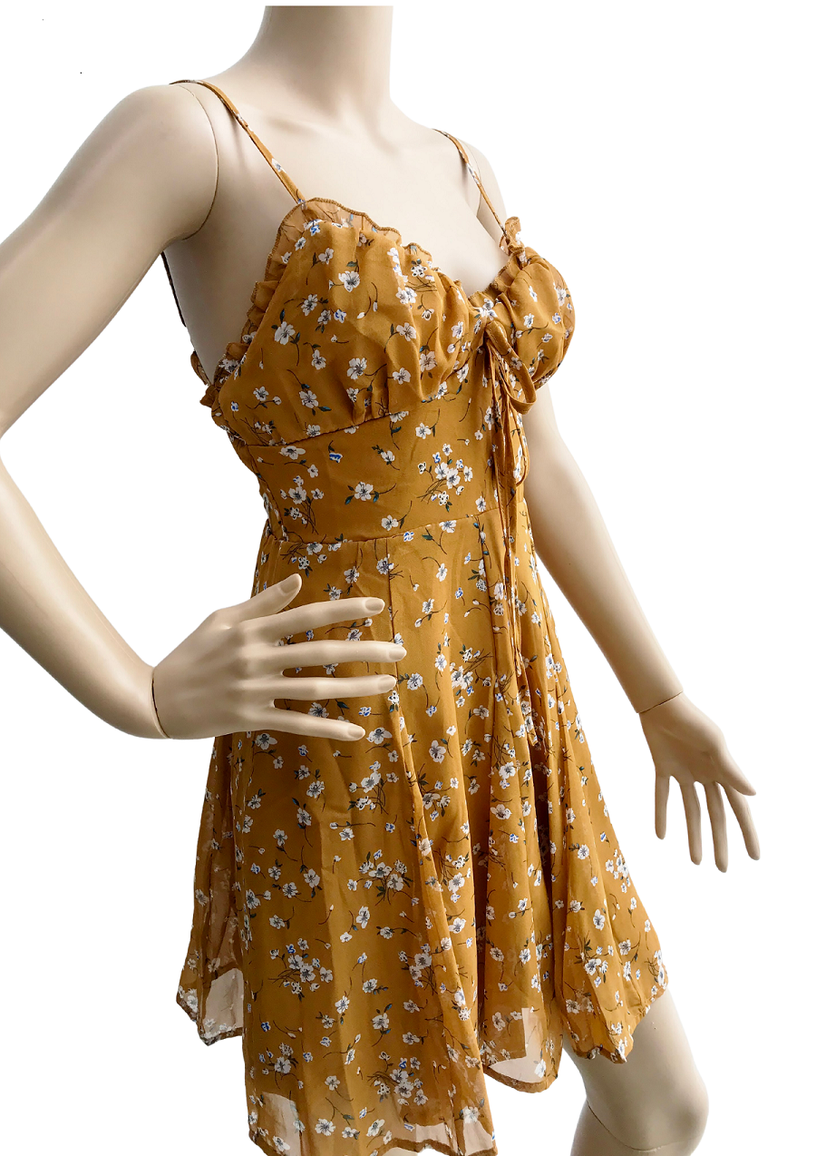 Vestido ligero corto con tirantes y estampado floral Papermoon