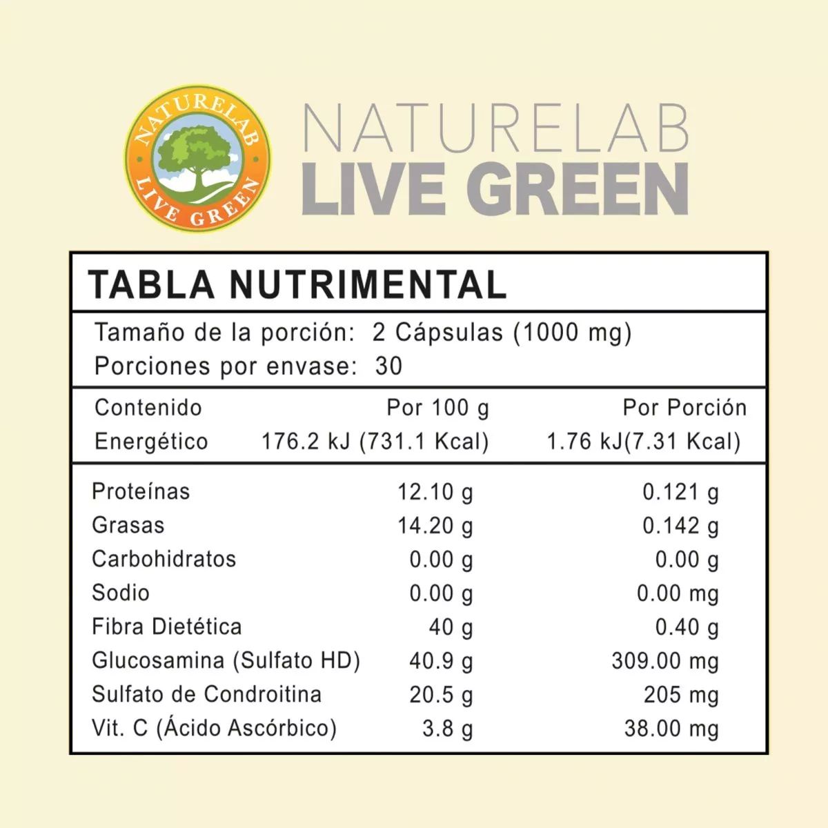 Glucosamina + Condroitina - 60 Cápsulas - Naturelab Sin Sabor