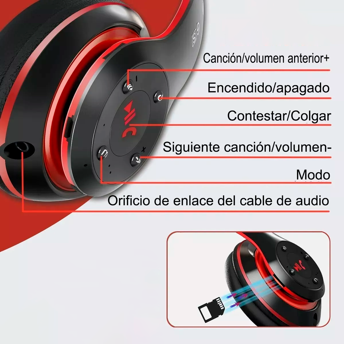 Audifonos Inalámbrico Estilo Diadema Bluetooth Y Con Cable Mic