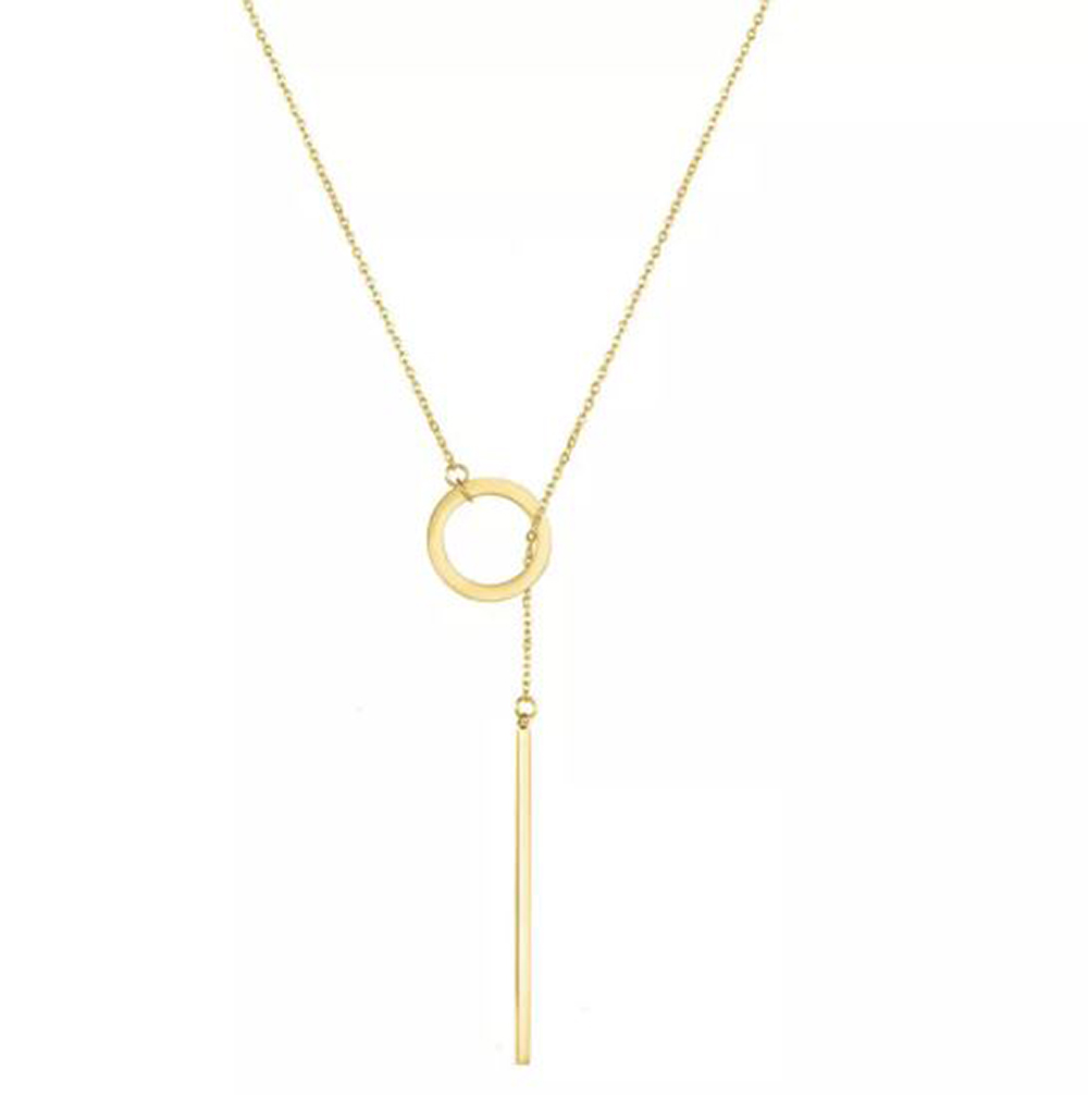 Collar Lariat Bar Collar con Colgante Círculo en Y para Mujer. Gargantilla Mujer. Excelente Regalo - Dorado