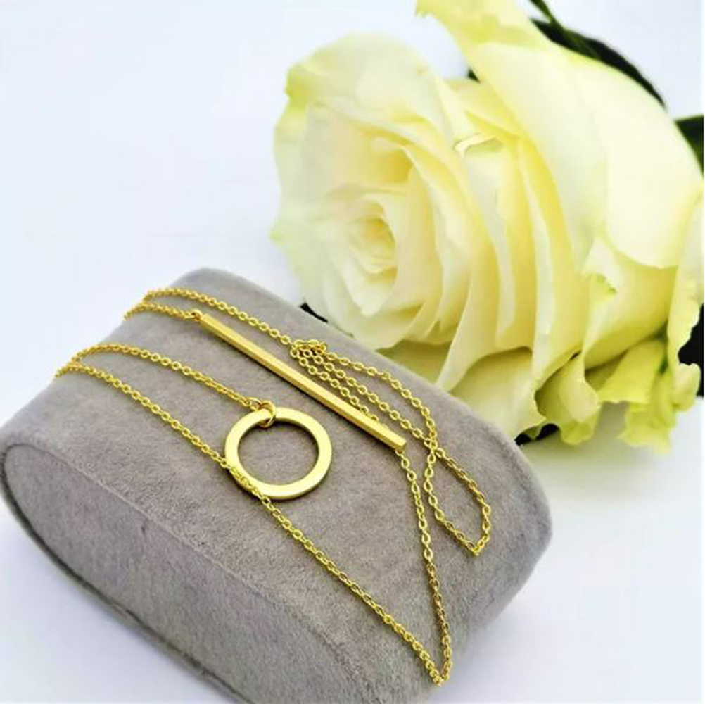 Collar Lariat Bar Collar con Colgante Círculo en Y para Mujer. Gargantilla Mujer. Excelente Regalo - Dorado