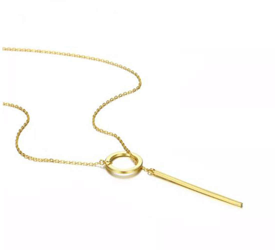 Collar Lariat Bar Collar con Colgante Círculo en Y para Mujer. Gargantilla Mujer. Excelente Regalo - Dorado