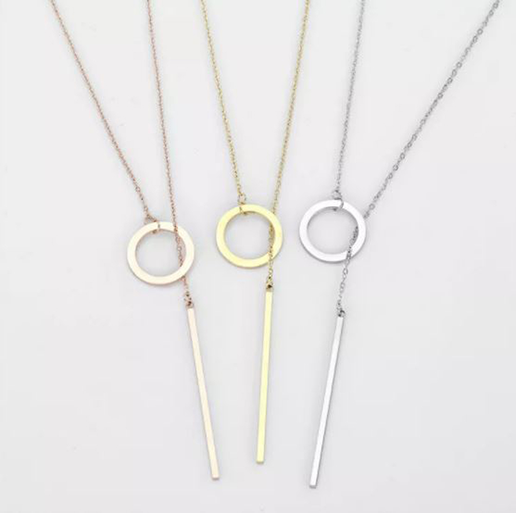 Collar Lariat Bar Collar con Colgante Círculo en Y para Mujer. Gargantilla Mujer. Excelente Regalo - Dorado