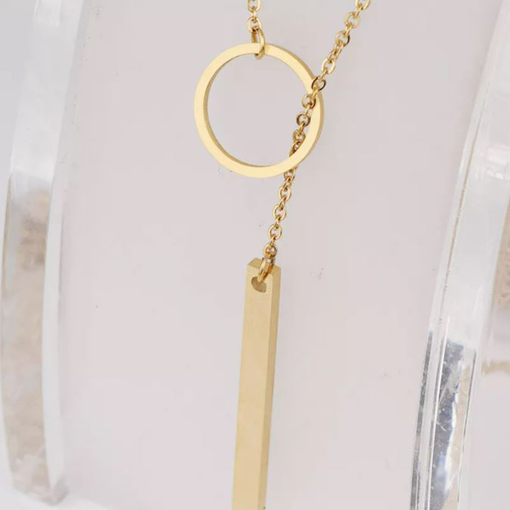 Collar Lariat Bar Collar con Colgante Círculo en Y para Mujer. Gargantilla Mujer. Excelente Regalo - Dorado