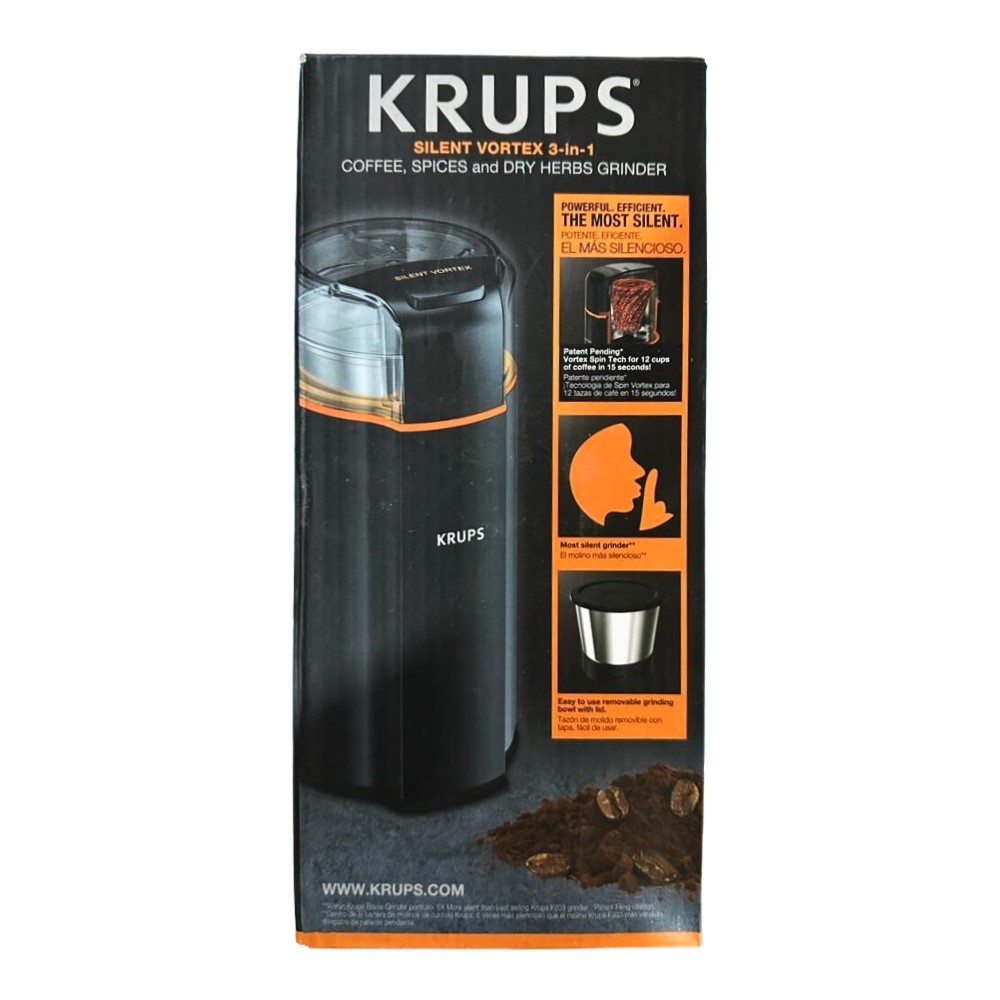 Molino De Café 3 En 1 Krups Silent Vortex GX332850 - Negro