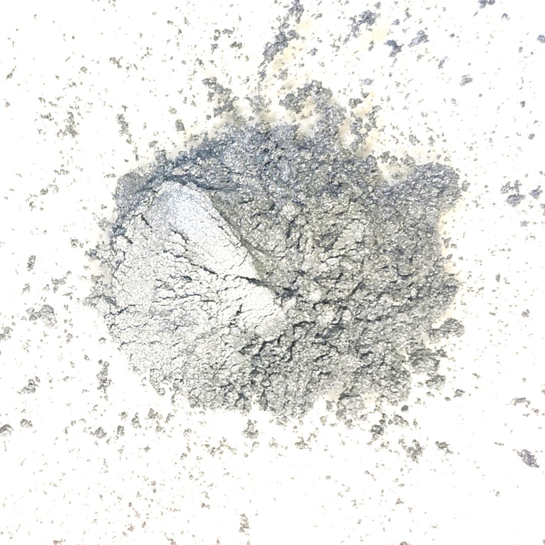 Colorante mica polvo para jabonería y cosmética plata perlado 20 gr.